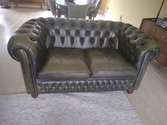 Image 1 of 2x Chesterfield zitbanken