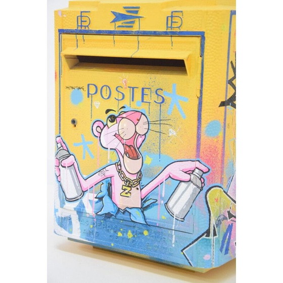Image 1 of Vintage 3 D Graffiti Brievenbus Roze Panter Schilderij door Zenoy Street Art