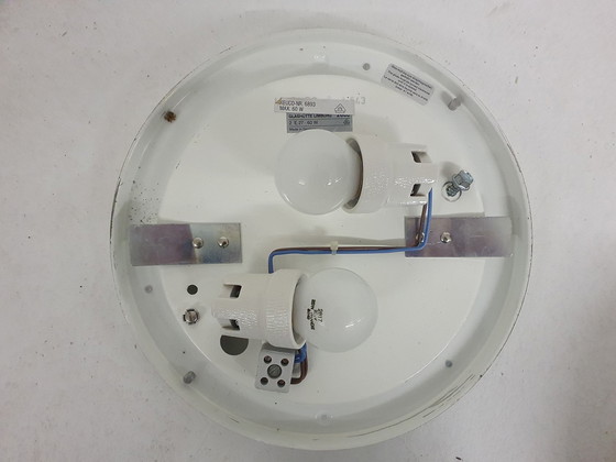 Image 1 of Melkglas plafondlamp of wandlamp door Glasshutte Limburg, Duitsland, jaren 1970