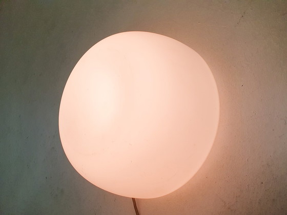 Image 1 of Melkglas plafondlamp of wandlamp door Glasshutte Limburg, Duitsland, jaren 1970
