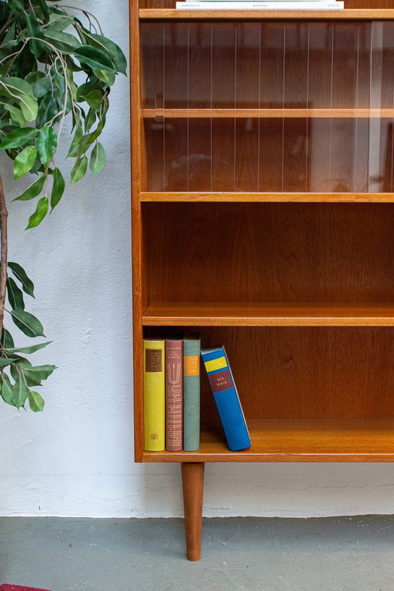 Image 1 of Vintage teakhouten vitrinekast boekenkast ladekast highboard