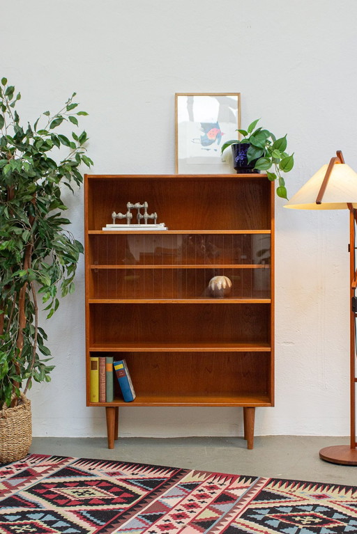 Vintage teakhouten vitrinekast boekenkast ladekast highboard