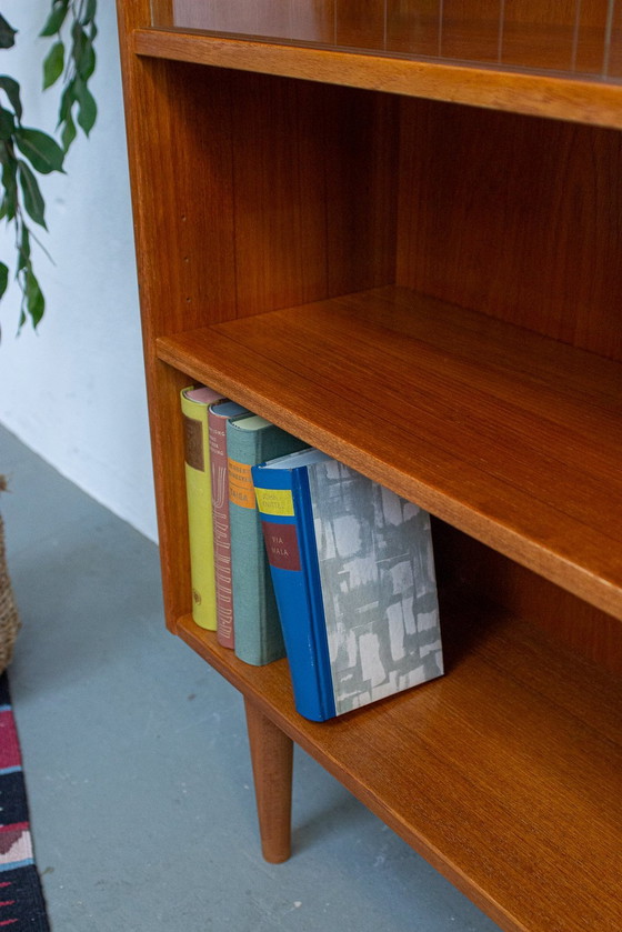 Image 1 of Vintage teakhouten vitrinekast boekenkast ladekast highboard