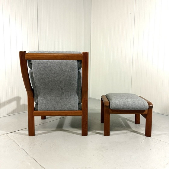 Image 1 of Emc Furniture Teak Fauteuil &Voetenbank Denemarken 1970'S