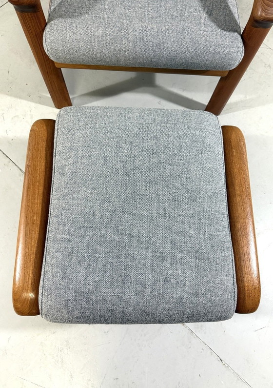Image 1 of Emc Furniture Teak Fauteuil &Voetenbank Denemarken 1970'S
