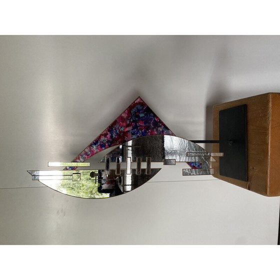 Image 1 of Vintage sculptuur van metaal en glas, 1980