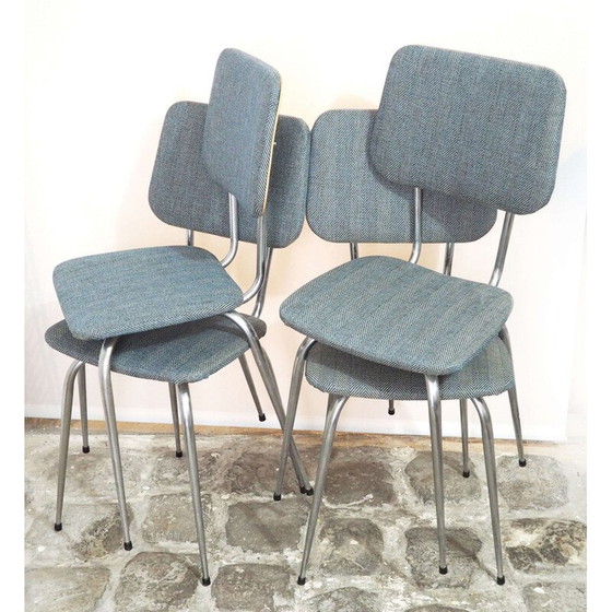 Image 1 of Set van 4 vintage opnieuw beklede stoelen