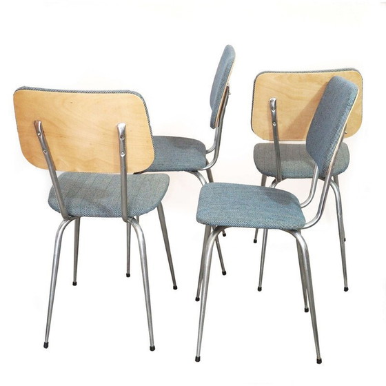 Image 1 of Set van 4 vintage opnieuw beklede stoelen