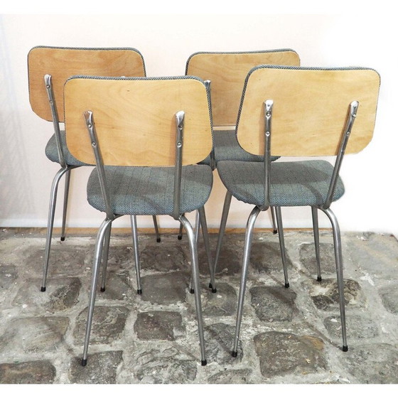 Image 1 of Set van 4 vintage opnieuw beklede stoelen