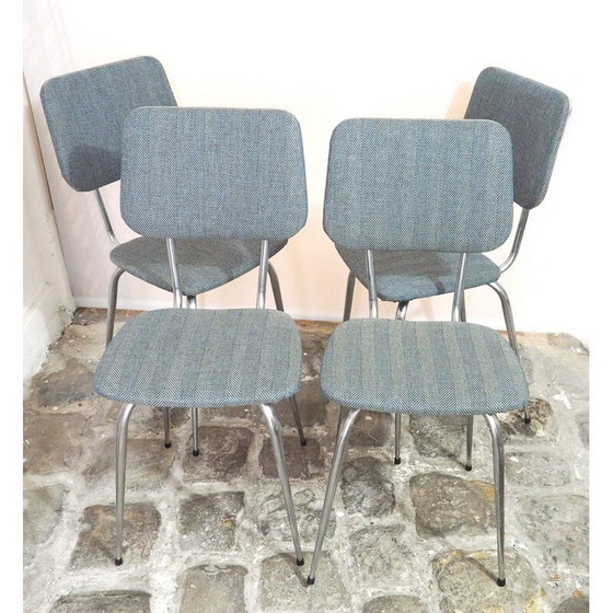 Image 1 of Set van 4 vintage opnieuw beklede stoelen