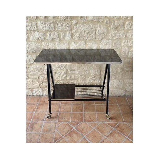 Vintage Formica & Metalen Bijzettafel T.V. Stand 1960