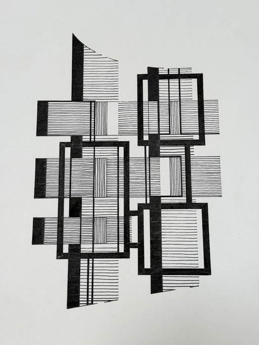 Abstracte composities (2 kunstwerken) - Eugène Eechaut (1928-2019)