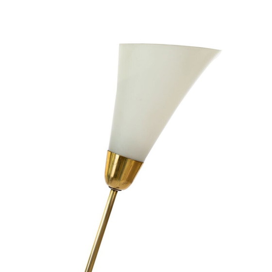 Image 1 of Vintage verguld messing en glazen vloerlamp