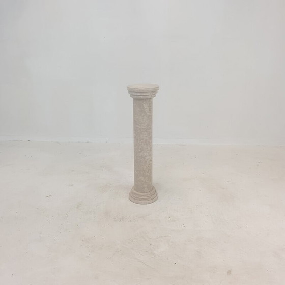 Image 1 of Vintage travertijnen bijzettafel, Italië 1980