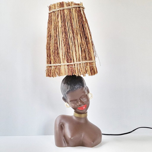 Vintage rieten lamp, 1950