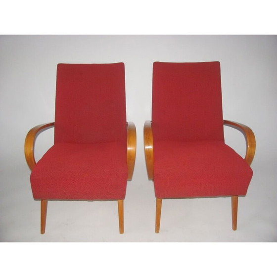 Image 1 of Paar vintage gebogen houten fauteuils van Smidek voor Jitona, Tsjecho-Slowakije 1960