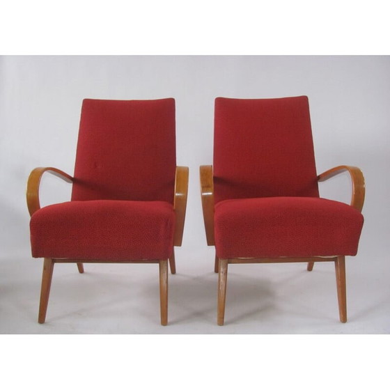 Image 1 of Paar vintage gebogen houten fauteuils van Smidek voor Jitona, Tsjecho-Slowakije 1960