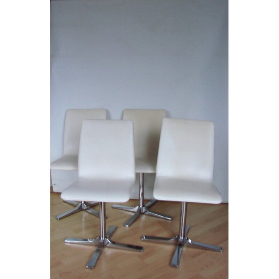 Image 1 of Set van 4 vintage draaistoelen in chroom metaal en leer, 1990