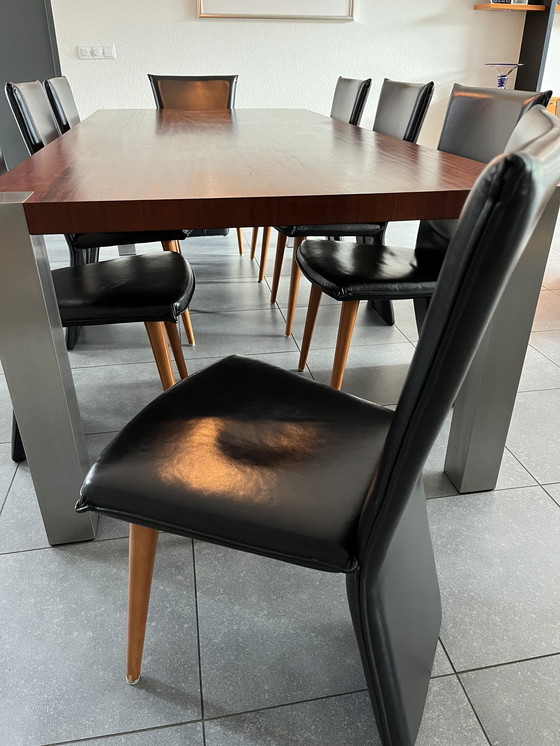 Image 1 of 8x Interstar Leren Eetkamer Stoelen