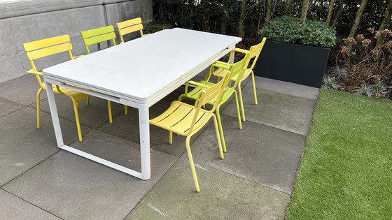 Image 1 of Fermob Biarritz tuintafel + 6 fermob Luxembourg stoelen