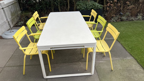 Image 1 of Fermob Biarritz tuintafel + 6 fermob Luxembourg stoelen