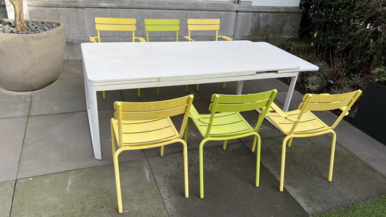 Image 1 of Fermob Biarritz tuintafel + 6 fermob Luxembourg stoelen