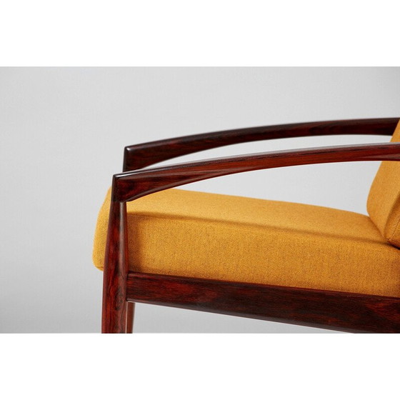 Image 1 of Vintage Kai Kristiansen Papiermes palissander gele fauteuil 1955