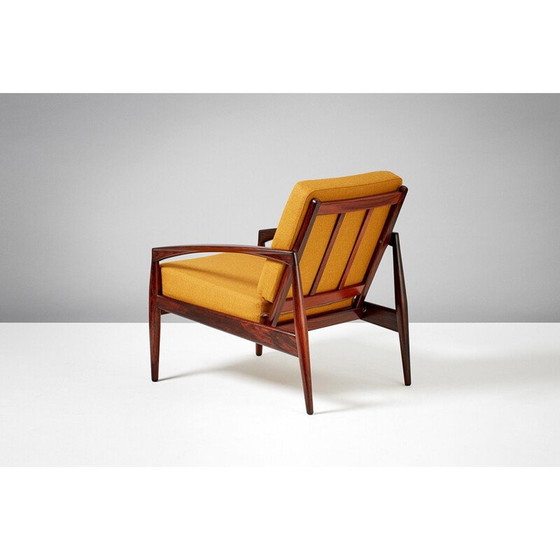 Image 1 of Vintage Kai Kristiansen Papiermes palissander gele fauteuil 1955