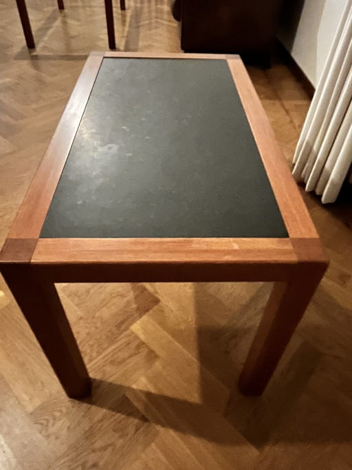 Massief Eiken Salontafel/Bijzettafel met 2 cm Natuursteen Blad