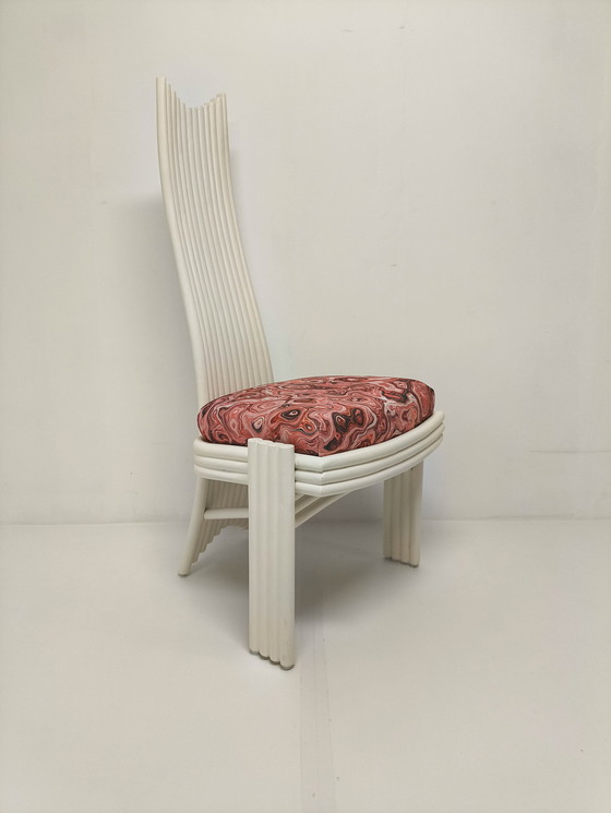 Image 1 of 4x Bamboe eetkamerstoelen met hoge rug van McGuire 1970