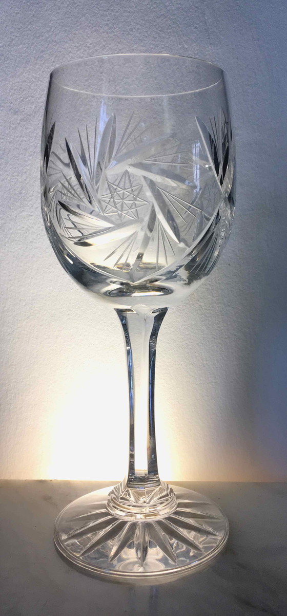 Image 1 of Set van 12 Boheems geslepen kristallen wijnglazen