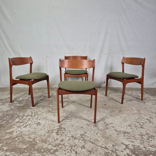 4X Erik Buch Model 49 Eetkamerstoel, Vintage Deens Teak 60'S