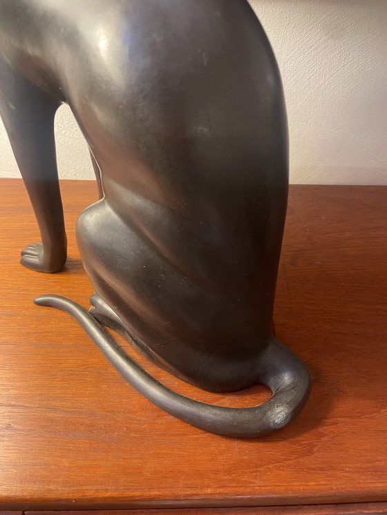 Image 1 of Zware Bronzen Beeld Van Kat / Poes, Gemerkt A.Tiot