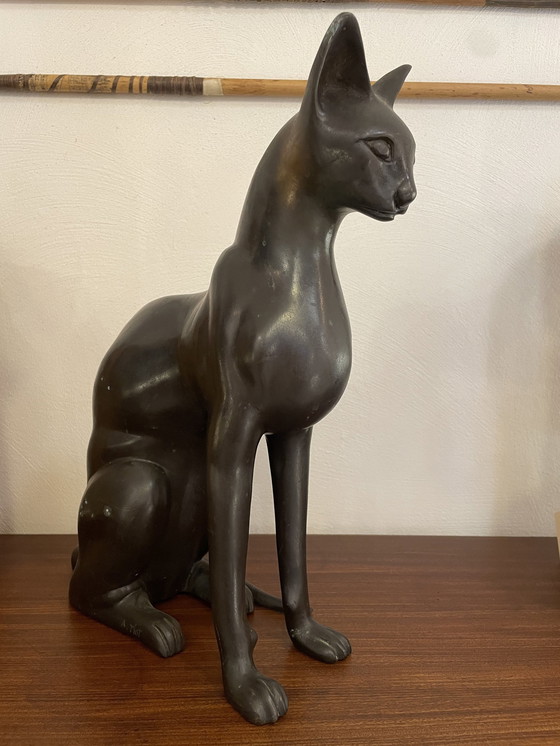 Image 1 of Zware Bronzen Beeld Van Kat / Poes, Gemerkt A.Tiot