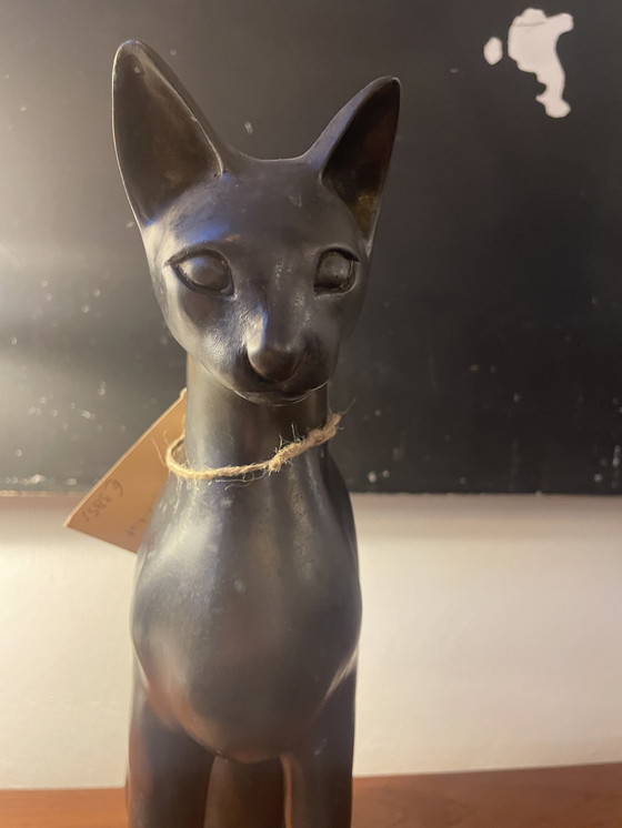 Image 1 of Zware Bronzen Beeld Van Kat / Poes, Gemerkt A.Tiot