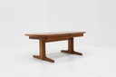 Vintage deense ovalen uitschuifbare eettafel tafel massief teak 