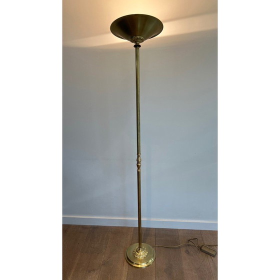 Image 1 of Vintage messing vloerlamp met verwijderbare reflector, Frankrijk 1970