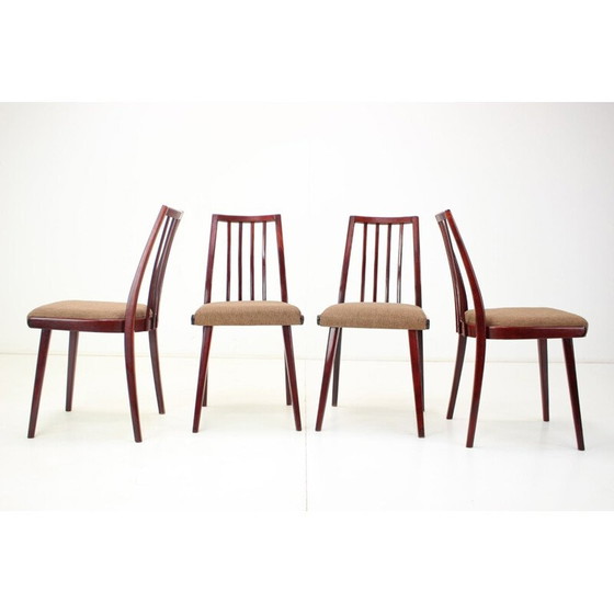 Image 1 of Set van 4 vintage houten eetkamerstoelen van Jitona, Tsjecho-Slowakije 1970