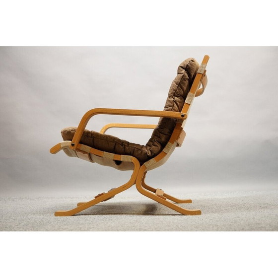 Image 1 of Vintage geelbruine houten fauteuil, Zweden 1960