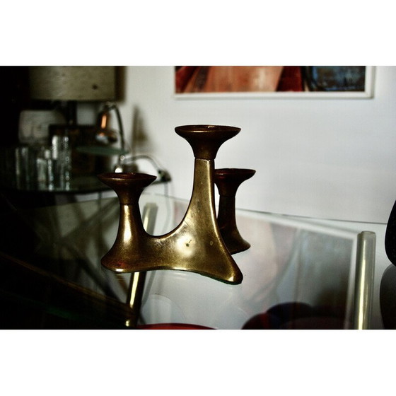 Image 1 of Vintage bronzen kandelaar van Michael Harjes, Denemarken 1960