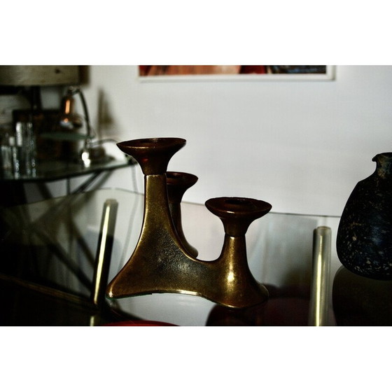 Image 1 of Vintage bronzen kandelaar van Michael Harjes, Denemarken 1960