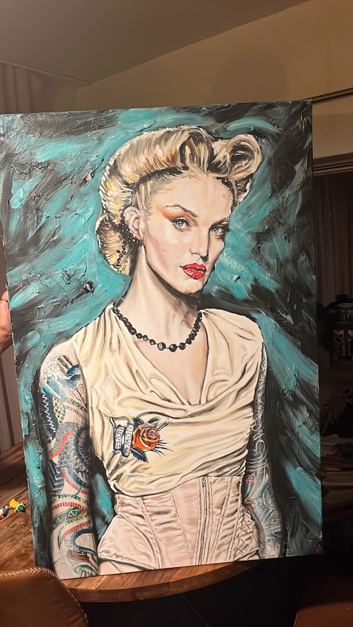 Schilderij Tattoo Girl