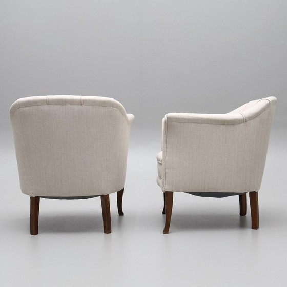 Image 1 of 2 x 1960 Scandinavische vintage gestoffeerde fauteuils uit Zweden