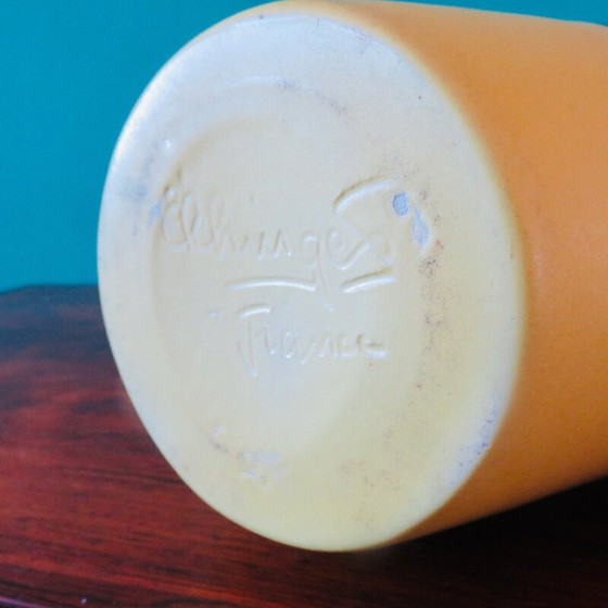 Image 1 of Paar oude eivormige zandstenen vazen van Fernand Elchinger, Frankrijk 1955