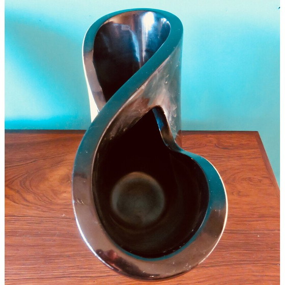 Image 1 of Paar oude eivormige zandstenen vazen van Fernand Elchinger, Frankrijk 1955