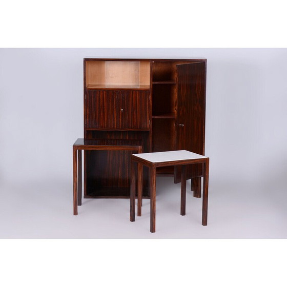 Image 1 of Vintage Art Deco secretaire in opaxiet glas, Tsjechoslowakije 1930