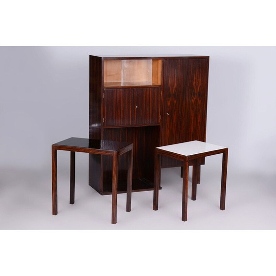 Image 1 of Vintage Art Deco secretaire in opaxiet glas, Tsjechoslowakije 1930