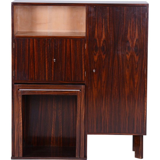 Vintage Art Deco secretaire in opaxiet glas, Tsjechoslowakije 1930