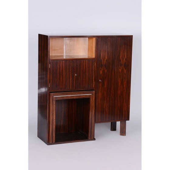 Image 1 of Vintage Art Deco secretaire in opaxiet glas, Tsjechoslowakije 1930