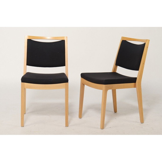 Image 1 of Set van 6 vintage stoelen van Schou Andersen in beukenhout en grijze stof